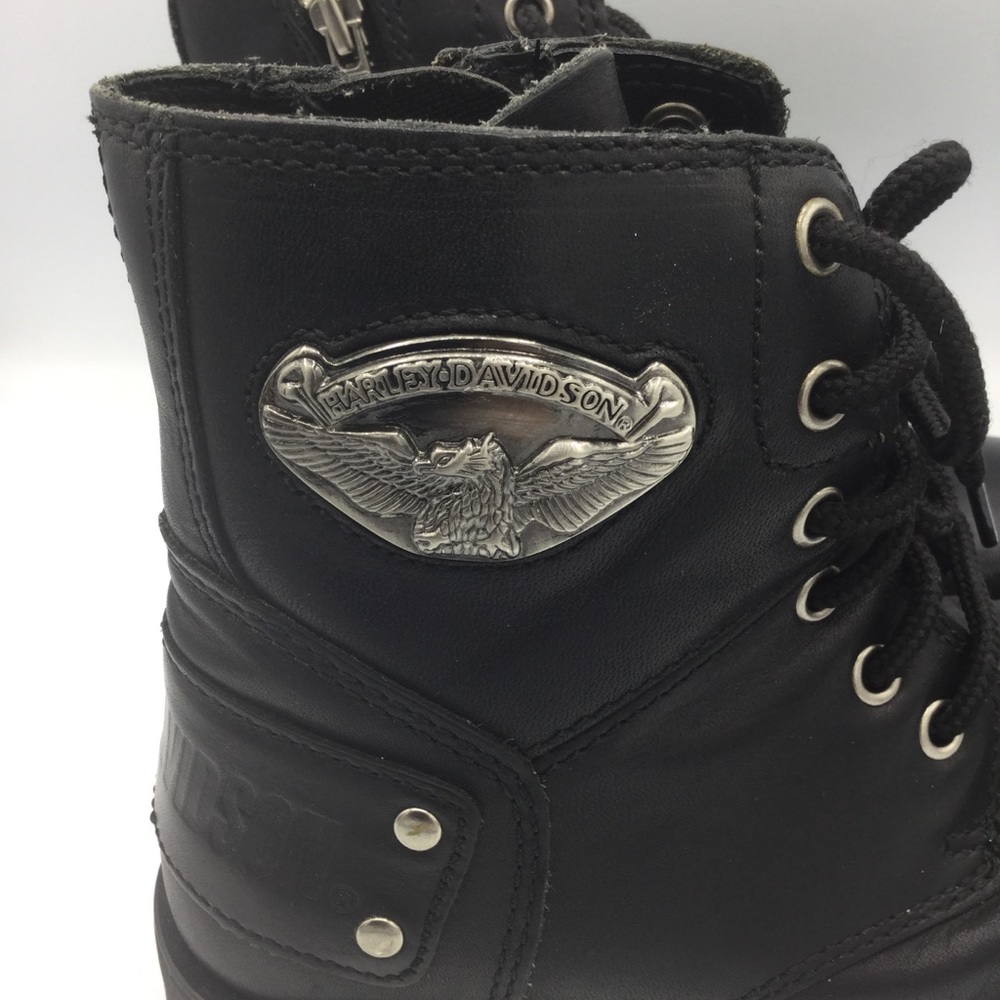 Harley Davidson Black Leather Riding Combat Boots - Picture 4 of 8